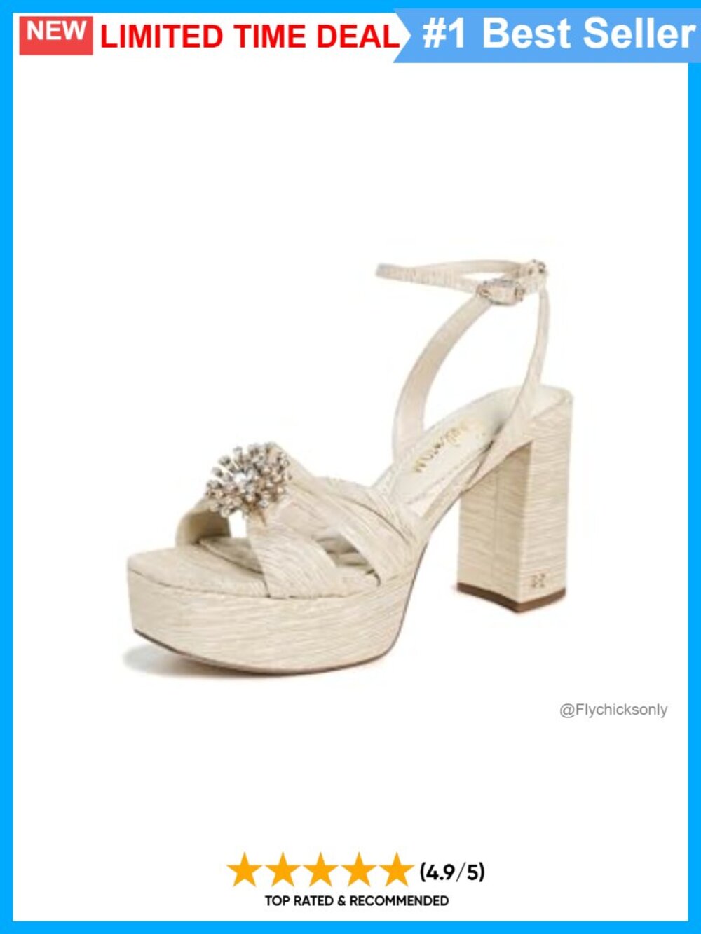 Platform Block Heel Ankle Strap Dress Sandals with Crystal Knot